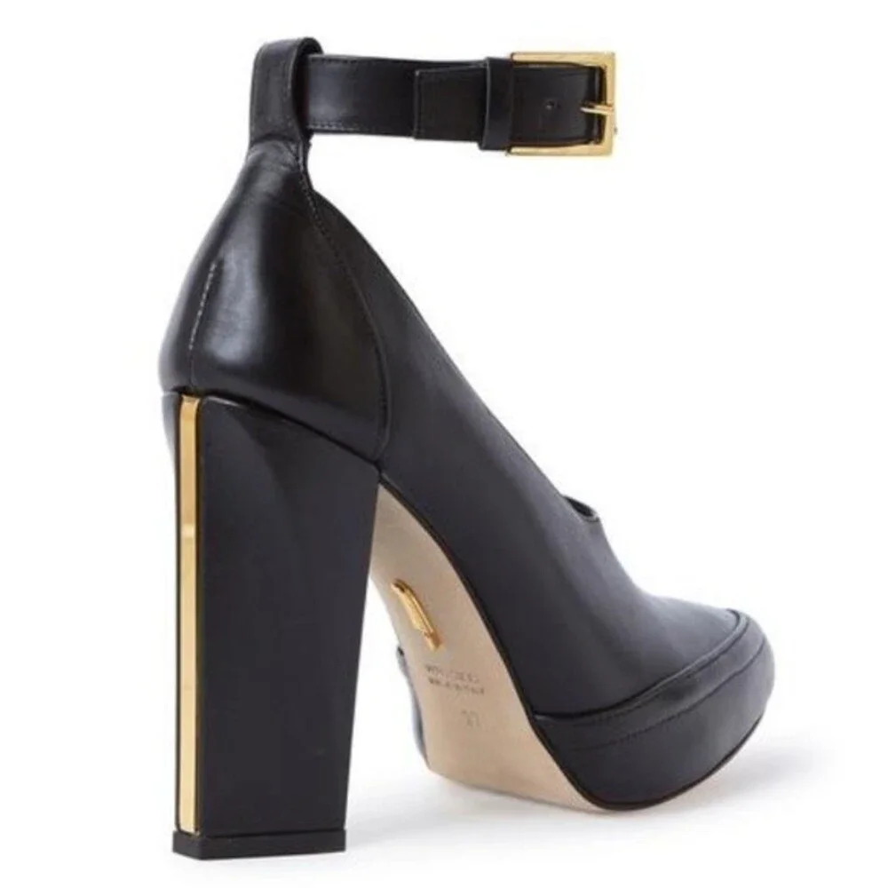 Maiyet Cecile Leather Ankle Strap Heels in Black 38